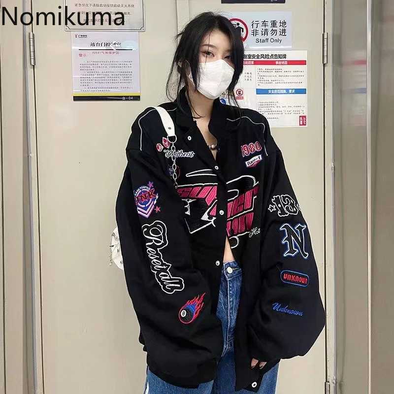 Women Streetwear Coat Men's Jackets Clothes Harajuku Black Jackets Fashion Oversized 2025 Ropa Mujer Y2k Tops Korean Print Casual Jacket N26101