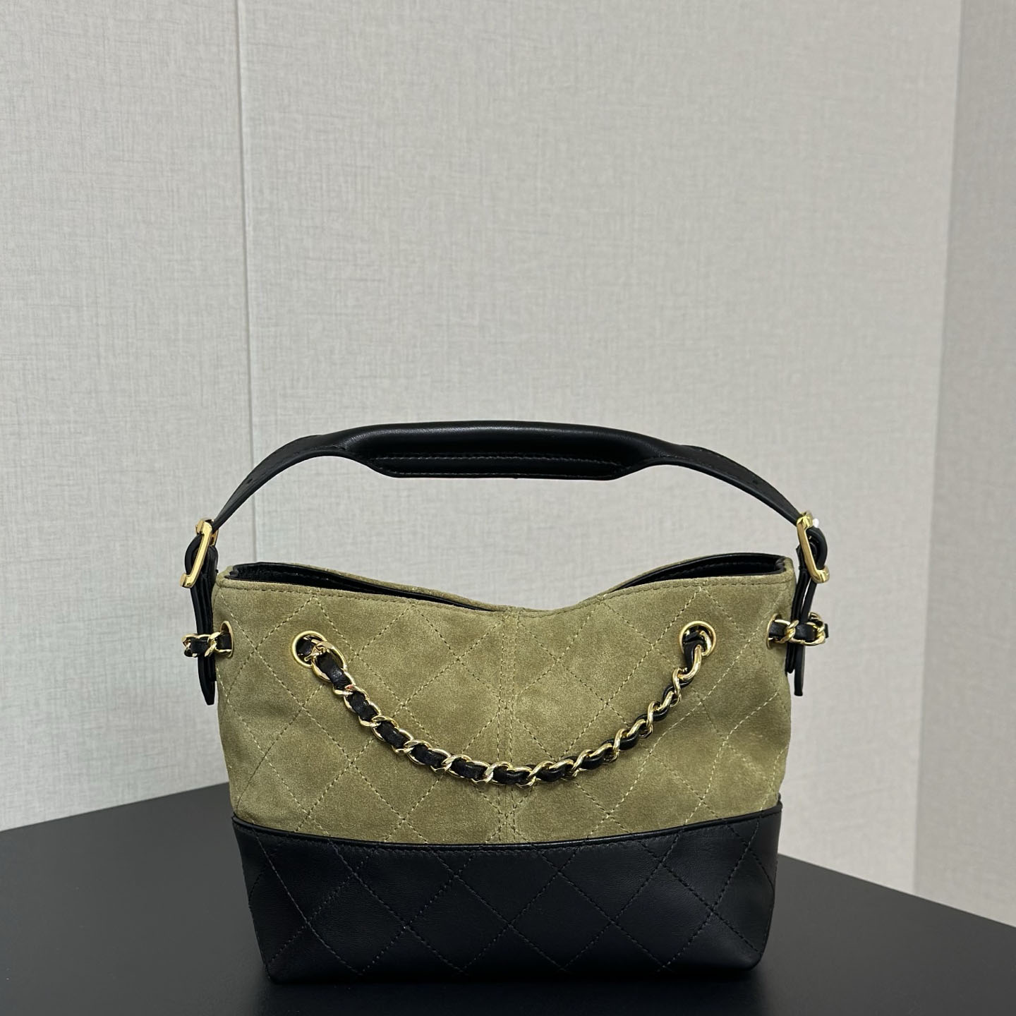 Designer Bag 26K bucket bag olive suede leather cowhide splicing diamond quilted chain shoulder handbag for dating party travel