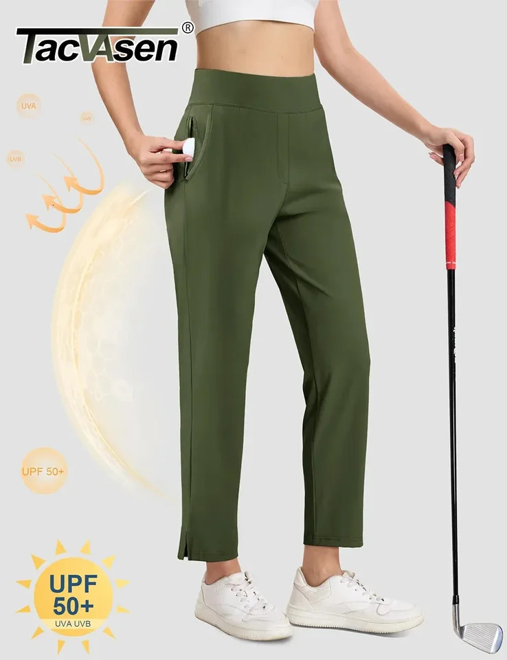 TACVASEN UPF 50 Golf Pants Women's Stretch Pants High Waisted Work Athletic Casual Dress Pants 5 Pockets for Yoga Business 261015