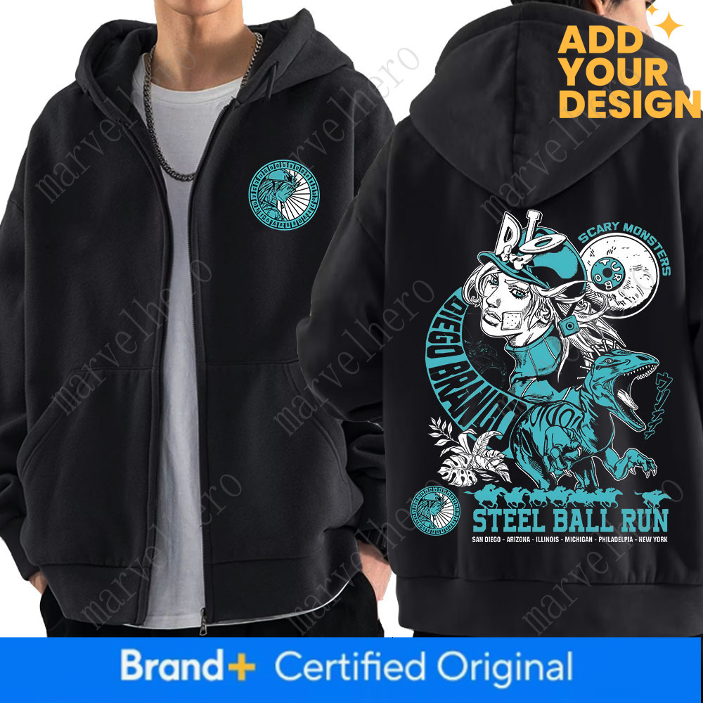 Anime Jojo Bizarre Adventure Zipper Hoodies STEEL BALL RUN Diego Brando Manga Zip Up Sweatshirts Men S Fashion Casual Pullovers