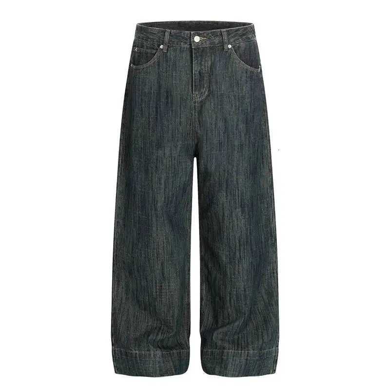 Men's Jeans IEFB Unisex Vintage Striped Wide Leg Jeans American High Street Washed Distressed Curved Baggy Denim Long Trousers 9X3989T261016