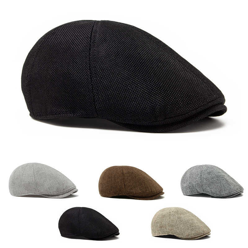 Summer New Linen Beret Men Sun Visor Flat Hat Women Fashion Berets Breathable Newsboy Cap Luxury Vintage Caps Unisex S2610160EIW