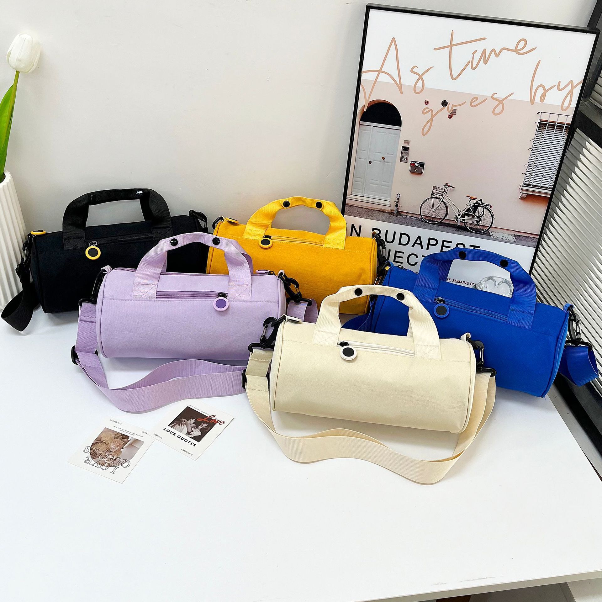 Cylinder Bag Travel Designer Bag Men's Gym Ladies' Handbag Bag Textured Oxford Cloth Handheld Luggage Bag Lightweight Crossbody Bag Sports