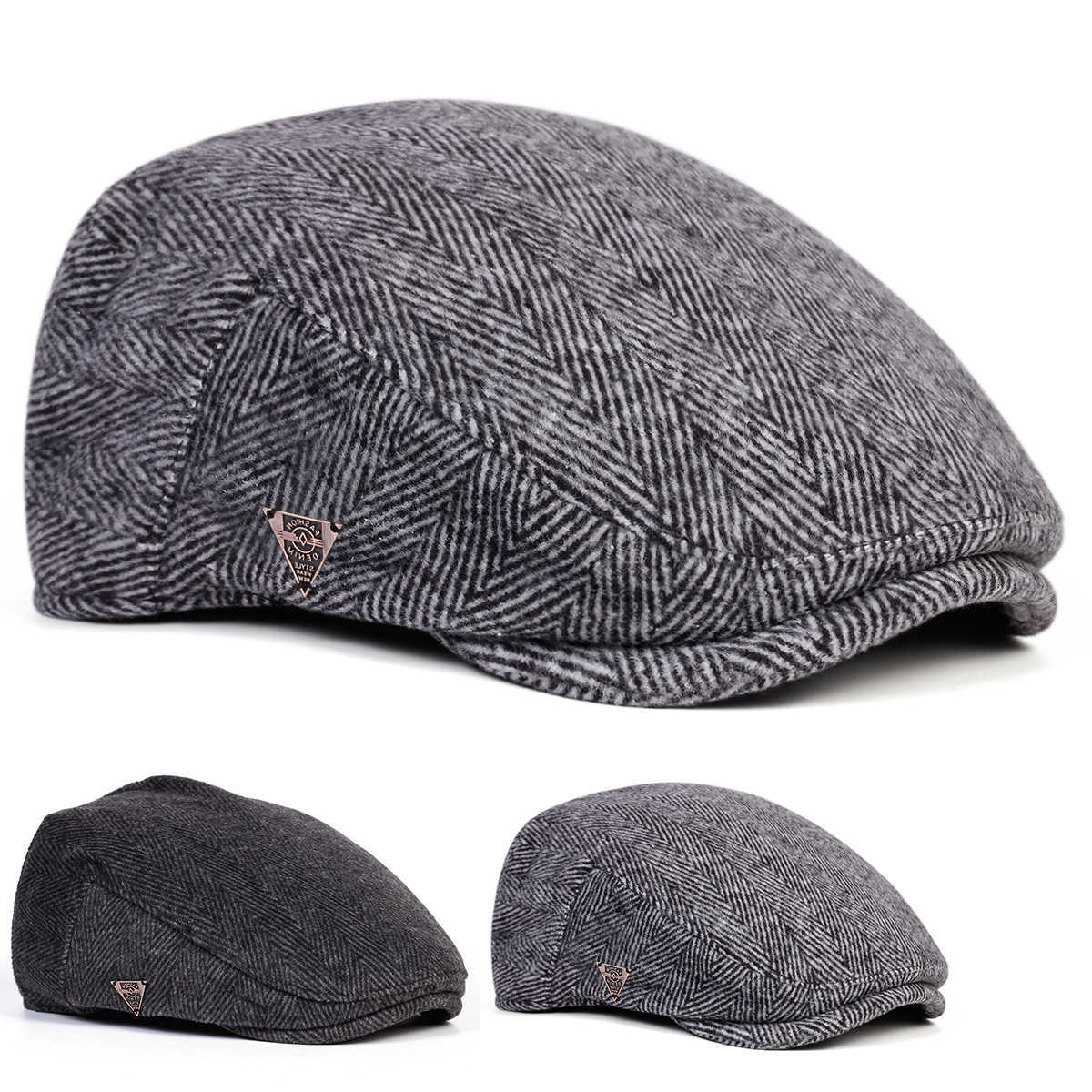 FASHION Unisex DENIM Letter Label Herringbone Beret Hat Men and Women Painters Hats Autumn and Winter Warm Berets Flat Caps S261016N4UB