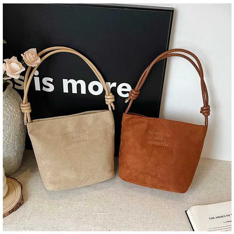 Shoulder Bags Suede Bucket Bag for Women Ladies Shoulder Purse with Adjustable Strap Handbag Multicolor Large Capacity X261016