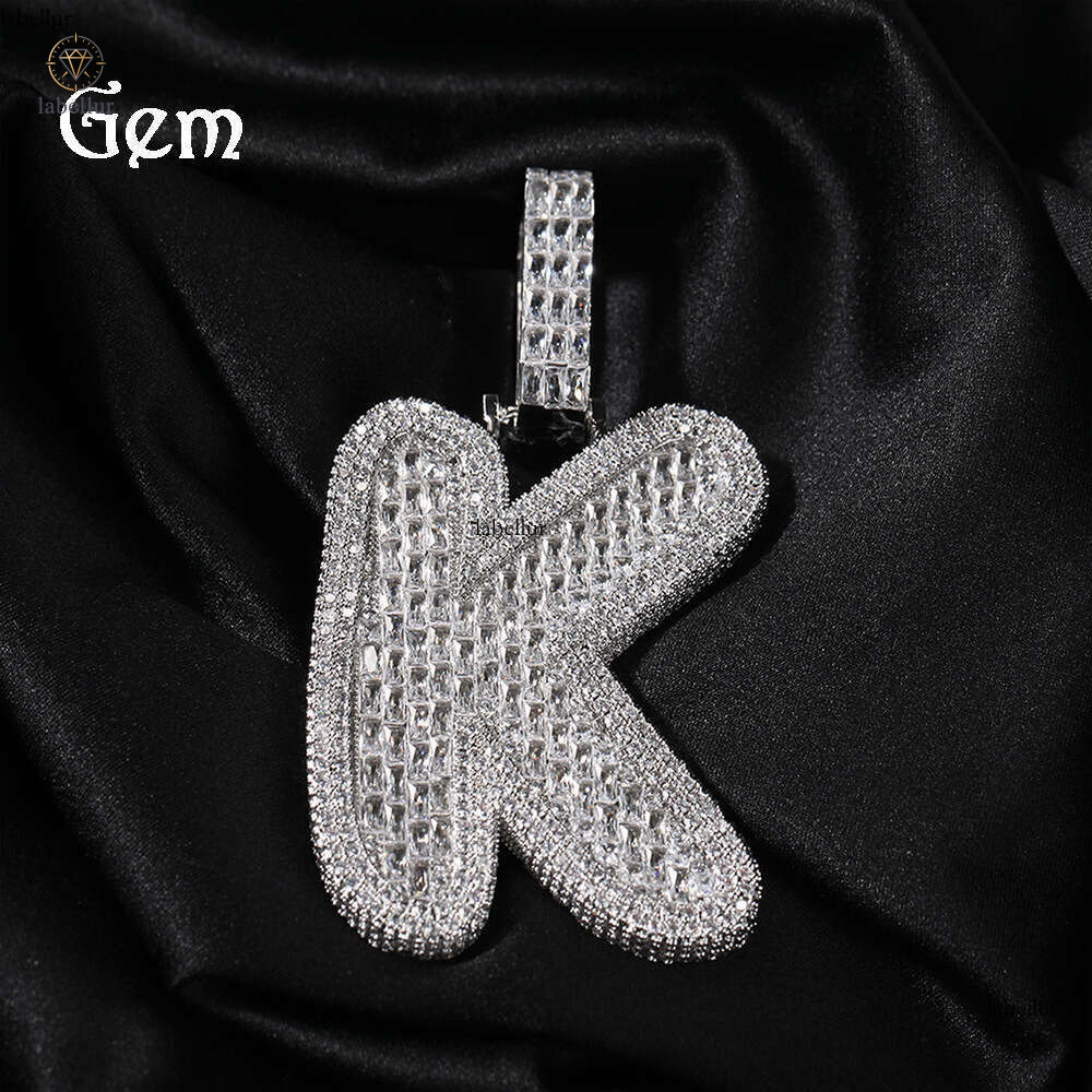 Moissanite Jewelry Hip Hop Letter Retro Men's Silver Inlaid Moissanite Full Diamond Silver Pendant Trendy Brand Necklace Wholesale 6