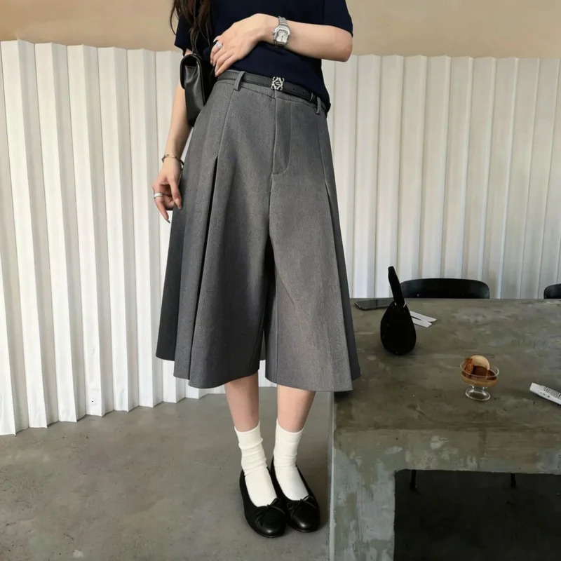 DCABT Spring Summer Cropped Suit Pant Women Harajuku Solid Retro Calf Length Vintage Loose High Waist Wide Legs Trouser 1253A 261015