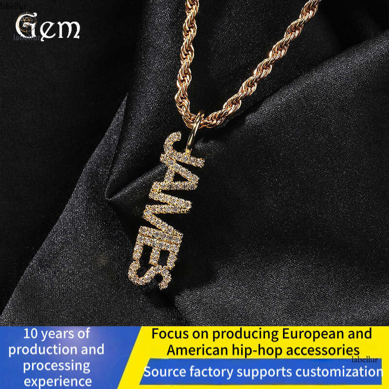 Niche Design Vertical Mini Letter Pendant Silver Inlaid Moissanite Personality Simple DIY Custom Splicing Necklace Trend 5