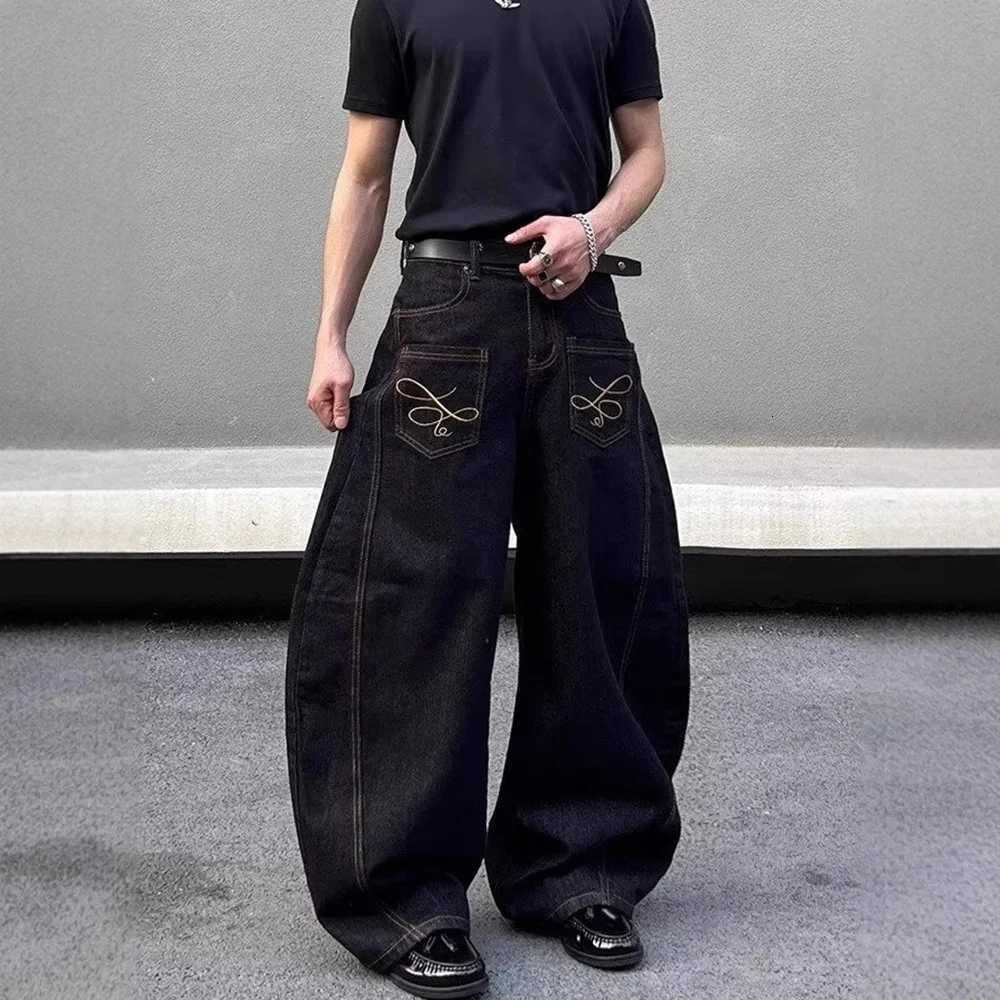 Men's Jeans 2025 Summer New Men's Y2k Pocket Decoration Jeans Harajuku Retro Fashion Trend Street Hip-Hop Casual Loose Niche Men's Bo