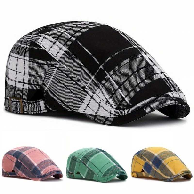 Plaid New Pattern Beret Women Men Fashion Vintage Visor Hat Casual Female Newsboy Caps Retro Flat Gatsby Cap For Spring Autumn S261016MH5H
