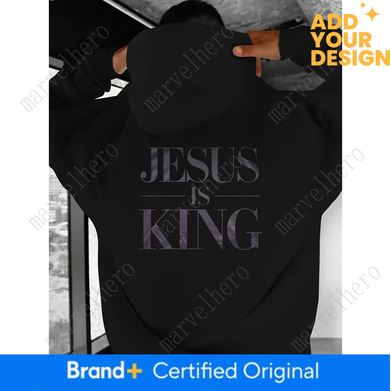 Jesus Is King Men S Casual Hoodie Black Patterned Printed Pullover Shirt