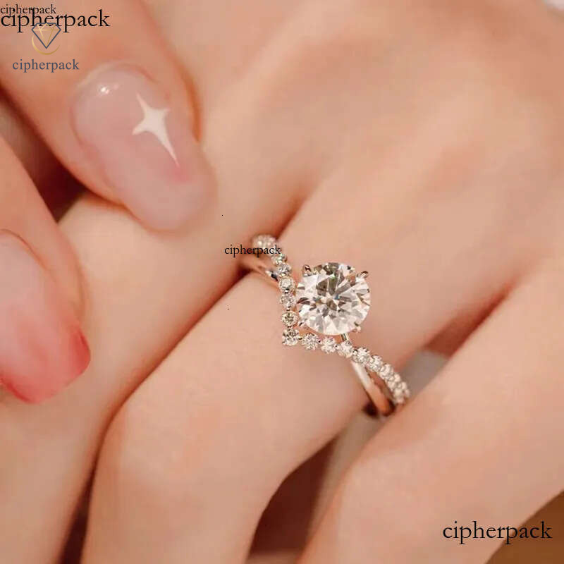 1CT Moissanite Dia Wedding Rings Simple Fashion Jewelry Real Sterling Sier Zircon Eternity Women Finger Ring For Lover Gift 75