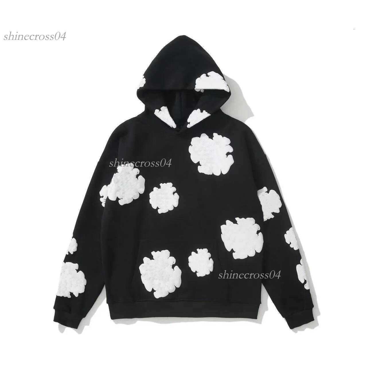 Denim Hoodies Kapok Printed Wreath Sweatshirt Pattern Vintage Sweatshirt Sweatpants High Quality Streetwear Casual Unisex Hot SaleHooded 020