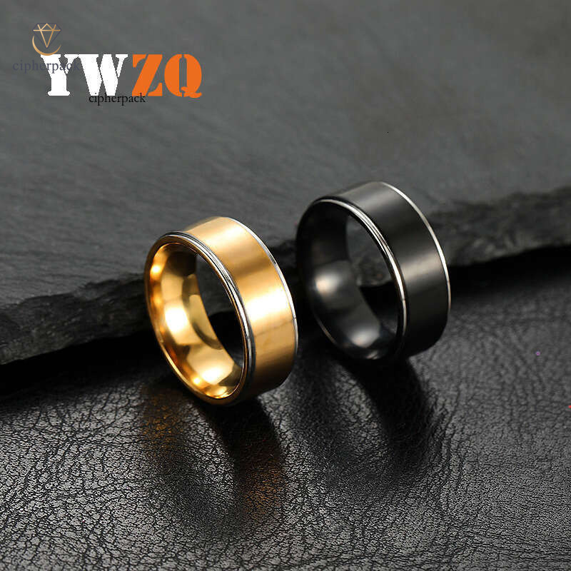 supply of Sterling Silver 14K 18K Gold Jewelry jewelry 8MM simple two-tone matte titanium steel wide ring for men manufacturer