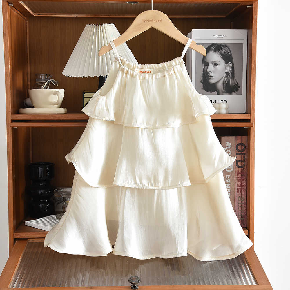 Version Korean Beige Sweet and Cute Camisole Multi-layer Le Princess Dress for Girls Aged 3-7 Summer New S261016QF9J