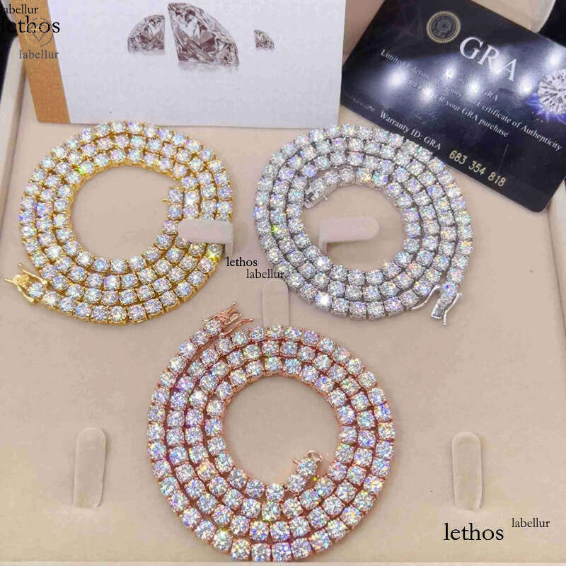Designer Jewelry Good Price Gra Certified Vvs Moissanite Sterling Sier Solid Gold Tennis Chain 2