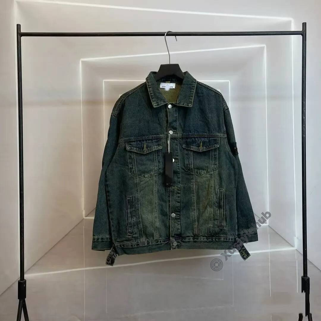 stone American retro stone fashionable denim men's and women's new high version trendy brand washed loose casual jacket stone fd5