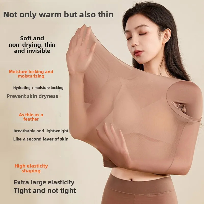 37UltraThin Base Layer Beauty Skin Thermal Underwear Women Invisible Heating Autumn Clothes Pants Set Shirt Winter 261012