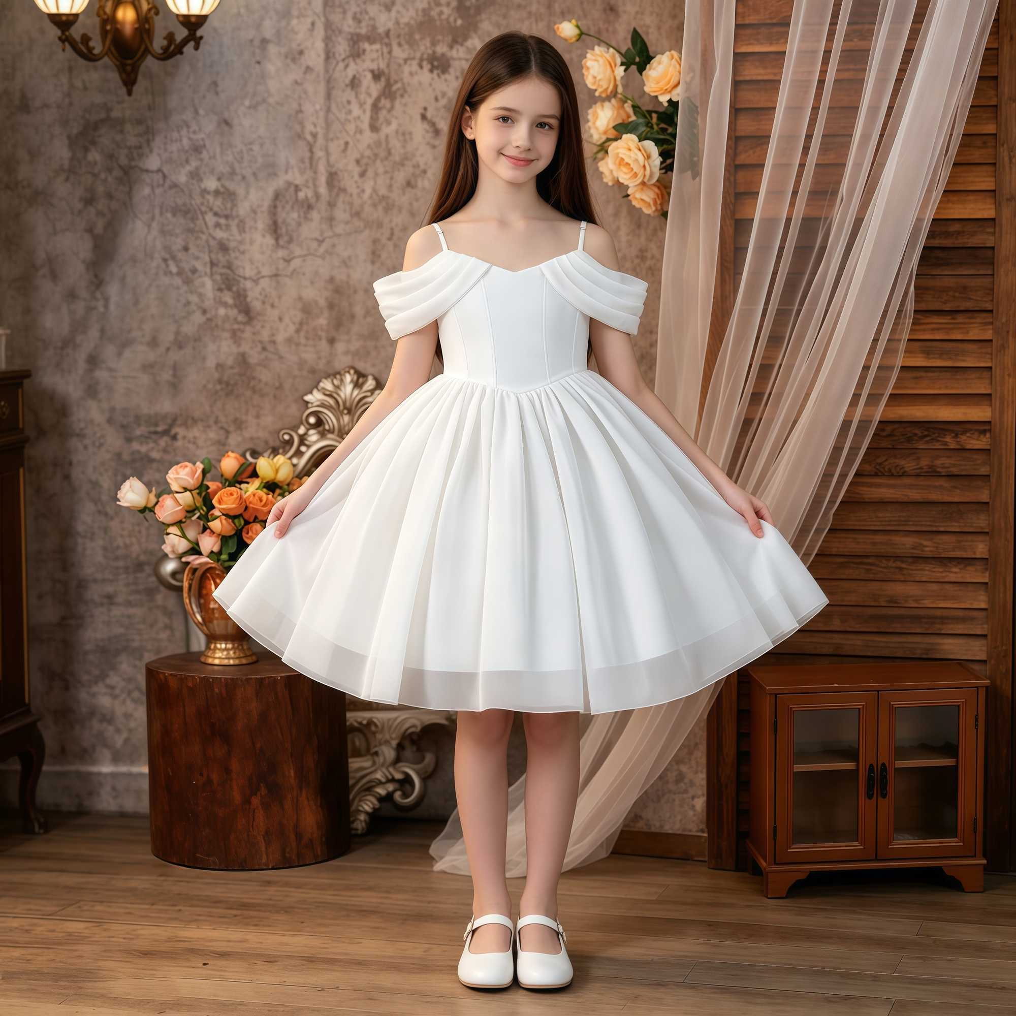 Baptism Elegant Bridesmaids Party Girls Dresses Formal Wedding Princess Prom Dress for Girl Birthday Graduation Evening Costumes S2610165W6R