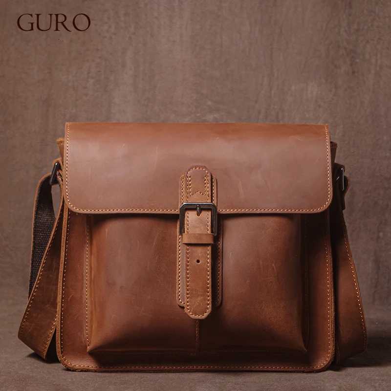 Shoulder Bags GURO Genuine Leather Shoulder Bag Men Crazy Horse Cowhide Messenger Bag Women Crossbody Bag Trend Satchel Bag H261016