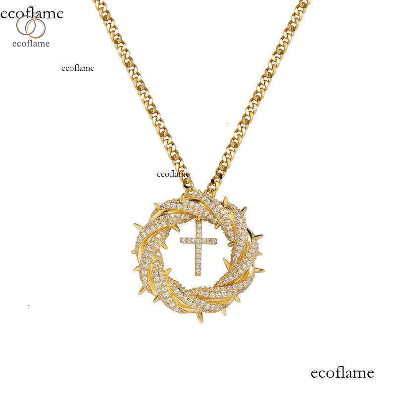 Hip Hop Vintage Cross Pendant Necklace Gold Plated Women Mens Religion Jewelry