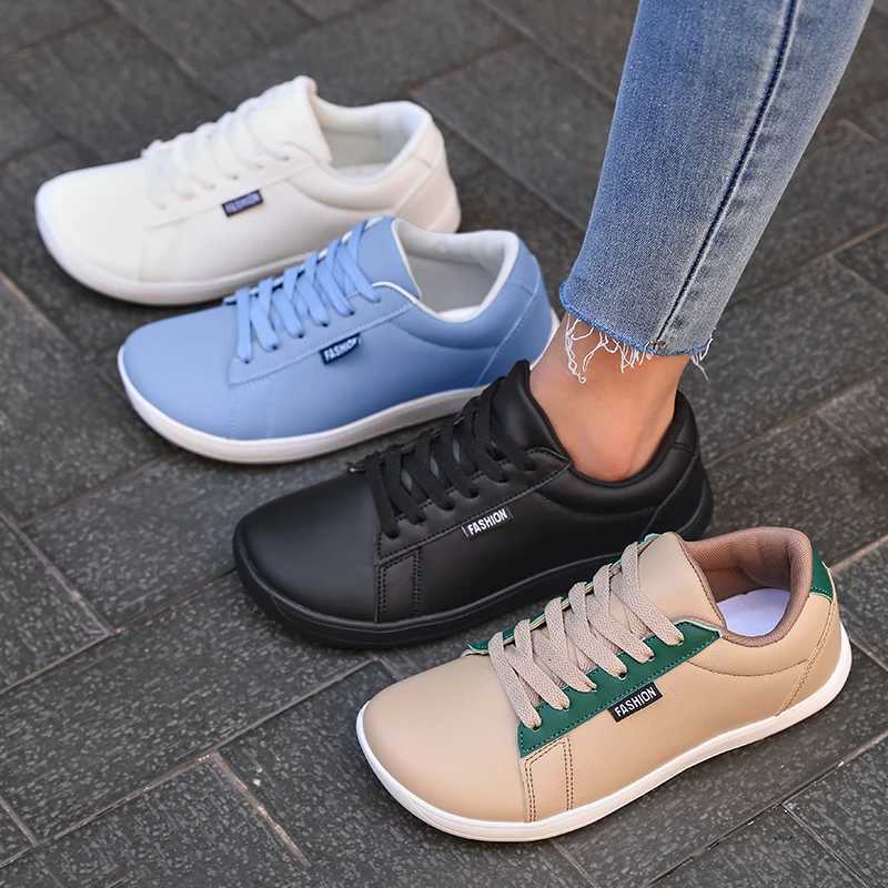 Casual Shoes Women Shoes Wide Barefoot Shoes for Women Minimalist Artificial Leather Casual Comfortable Flats White Shoes Walking Sneakers H261016