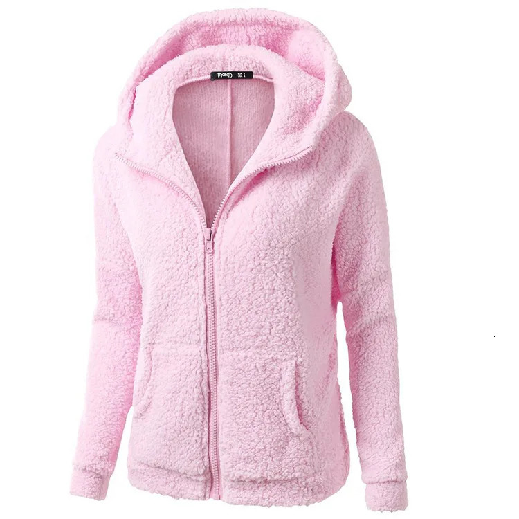 Fashion Zipper Cardigan Women Winter Sherpa Fleece Sweater Oversized 5XL Hooded Sweaters Winter Coat Tops Pull Femme Hiver 261016