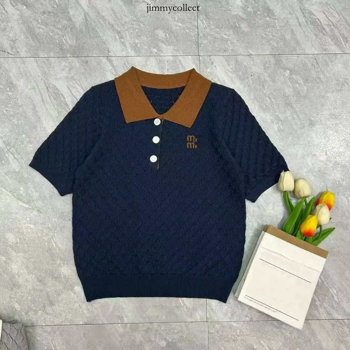 mius top Designer Top Soft Knit Slim Fit Casual MM T Knitted Embroidered Polo Shirt That Does Not Fade Or Pill Comfortable Clothing Women mius top 1