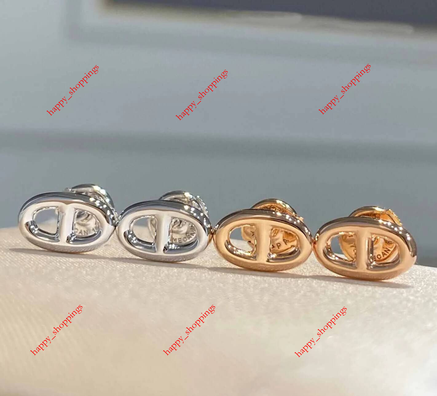 Designer Fashion gold material stud earrings in two colors Gold plated for women and man wedding jewelry gift have stamp normal box vj3235A