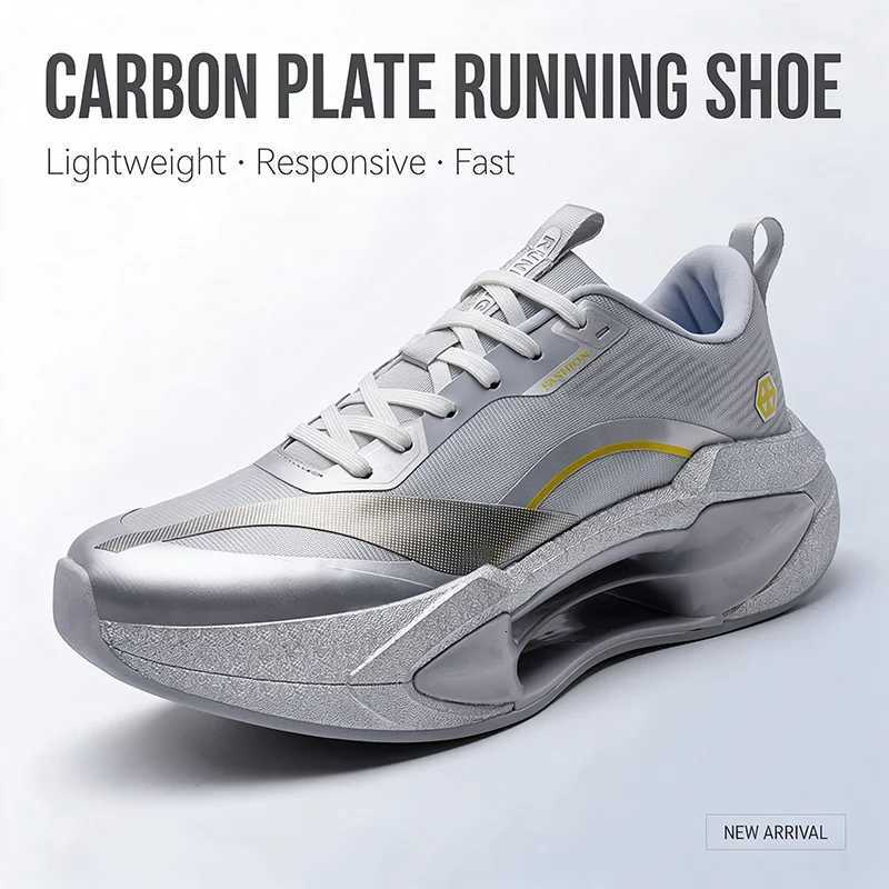 Casual Shoes Men Carbon Fiber Plate Racing Sneakers High Rebound Cushioned Athletic Shoes Lightweight Breathable Marathon Running Trainers H261016