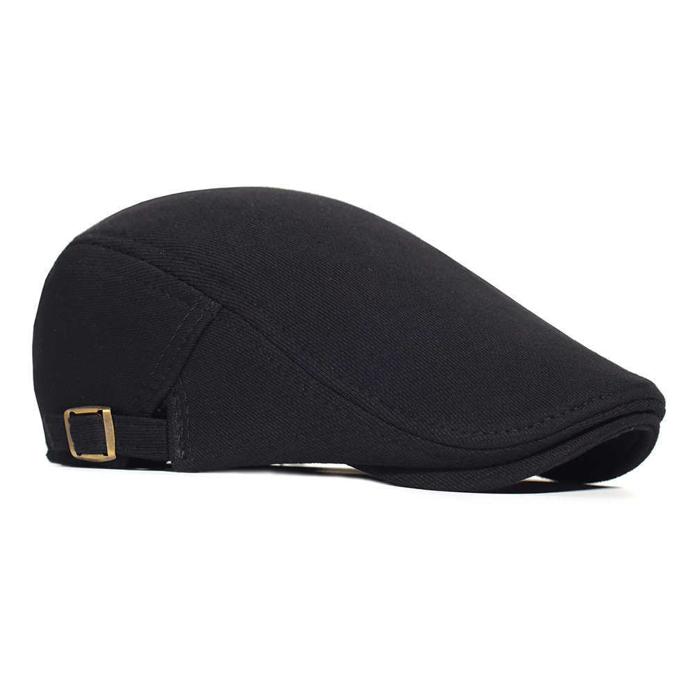 Adjustable Cotton Newsboy Caps Men Woman Casual Beret Flat Ivy Cap Soft Solid Color Driving Cabbie Hat Unisex Black Gray Hats S261016MPTU