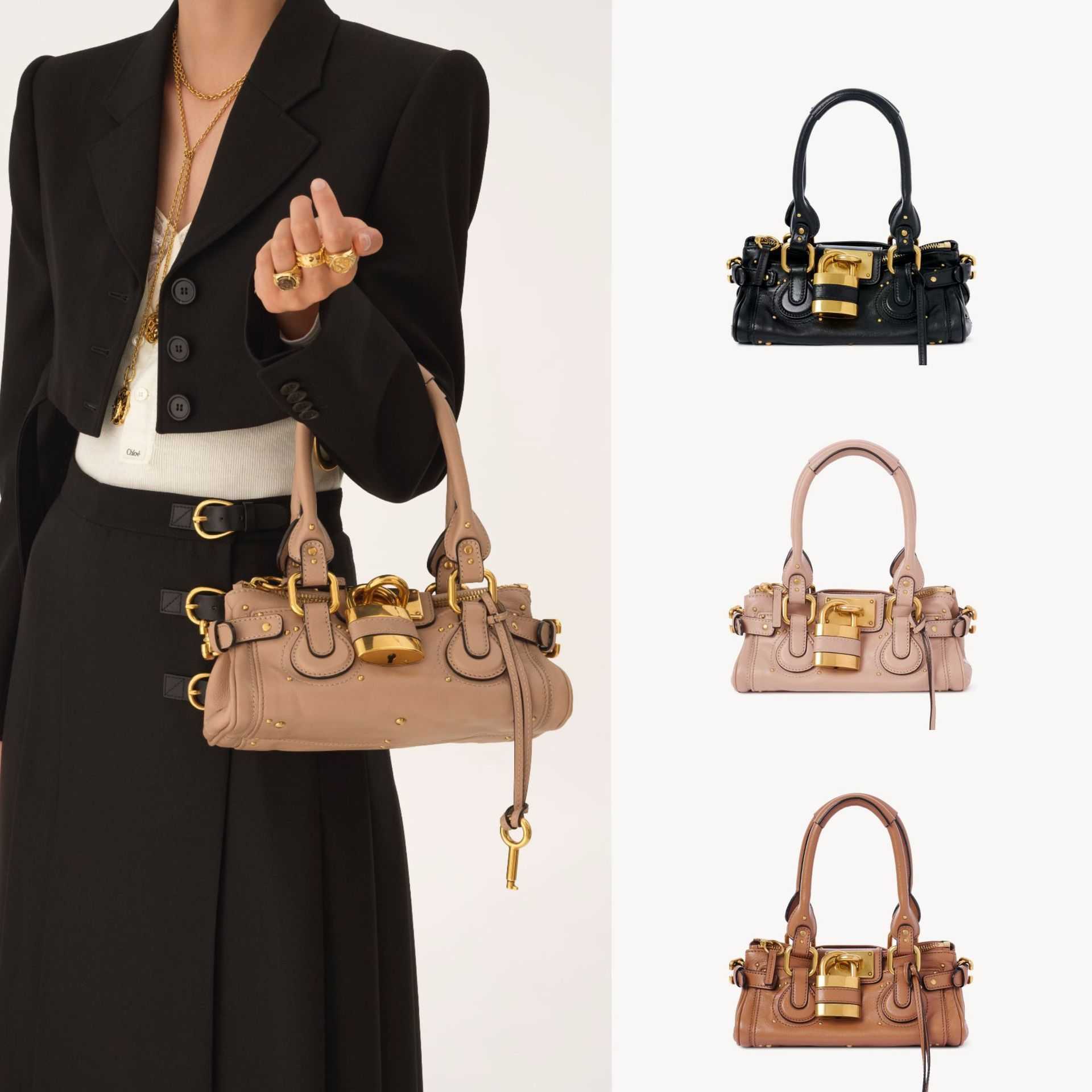 2026 runway collection trendy Instagram-style millennial-inspired distressed lock bag handbag crossbody bag new women's style Q261016