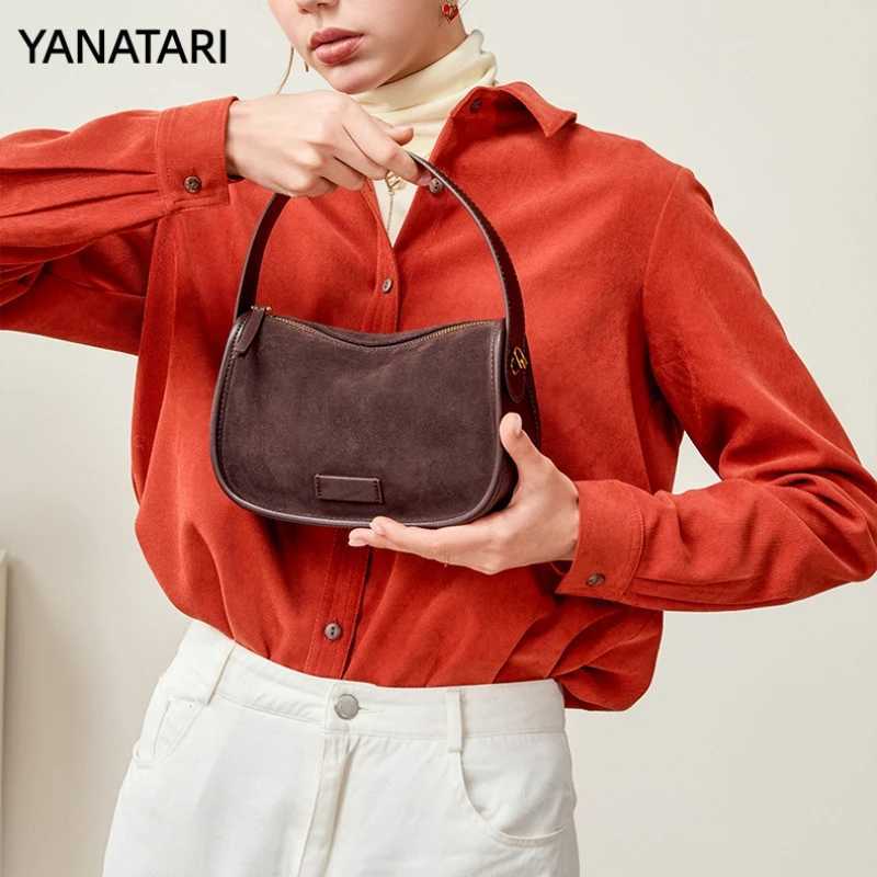 Shoulder Bags YANATARI Vintage Handbag Cowhide Leather Bag Soft Leather Minimalist Crossbody Bag Women Suede Leather Luxury Small Bag X261016