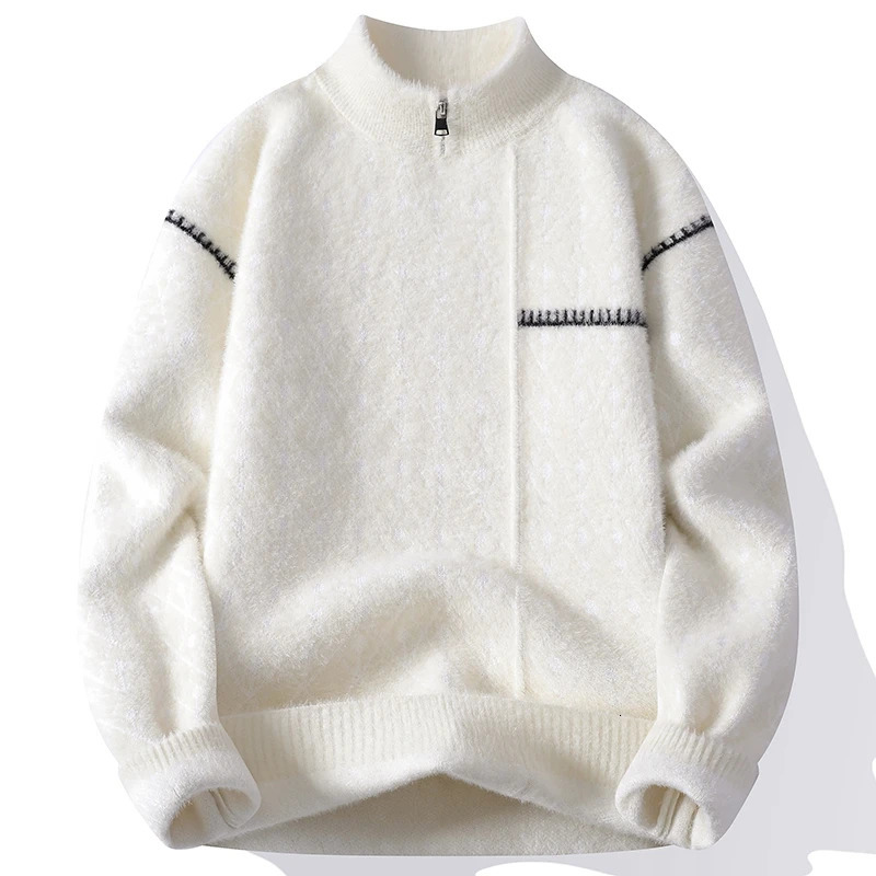 Autumn Winter Men's LongSleeved Sweater Half Turtleneck Pullover Casual Top Zip 261009