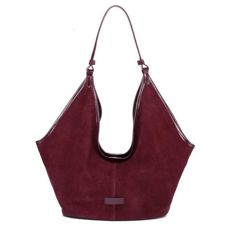 Cross Body Genuine Leather Bag For Women Autumn and Winter Frosted Suede Cowhide Large Capacity Tote Bag Fashionable Bucket Shoulder Bag H261016