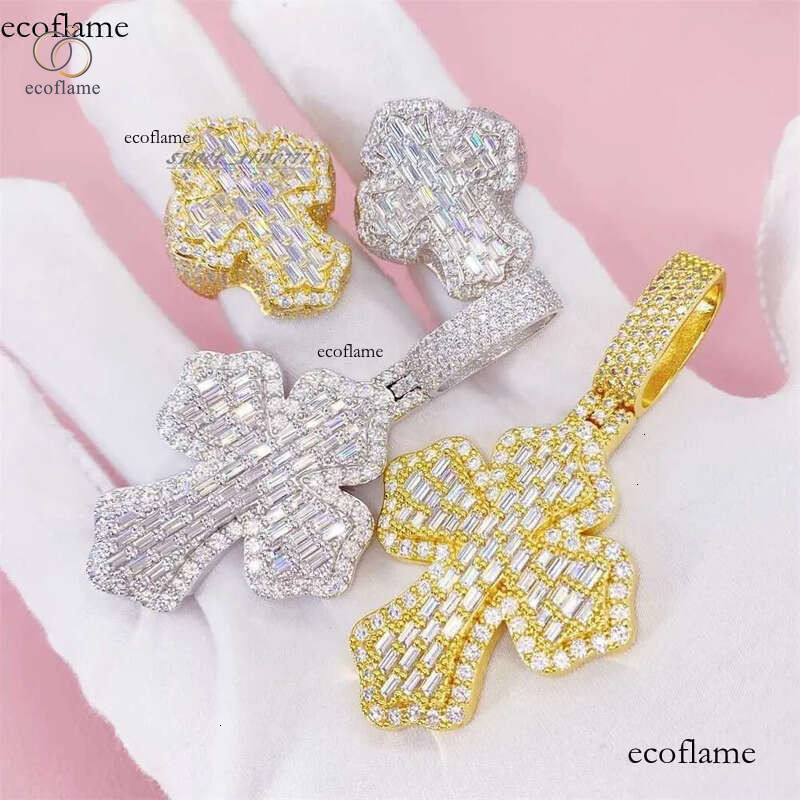 New Design Sier VVS Moissanite Hip Hop Iced Out Fine Jewelry Necklace Men Pendant Pendants With Cross Ring