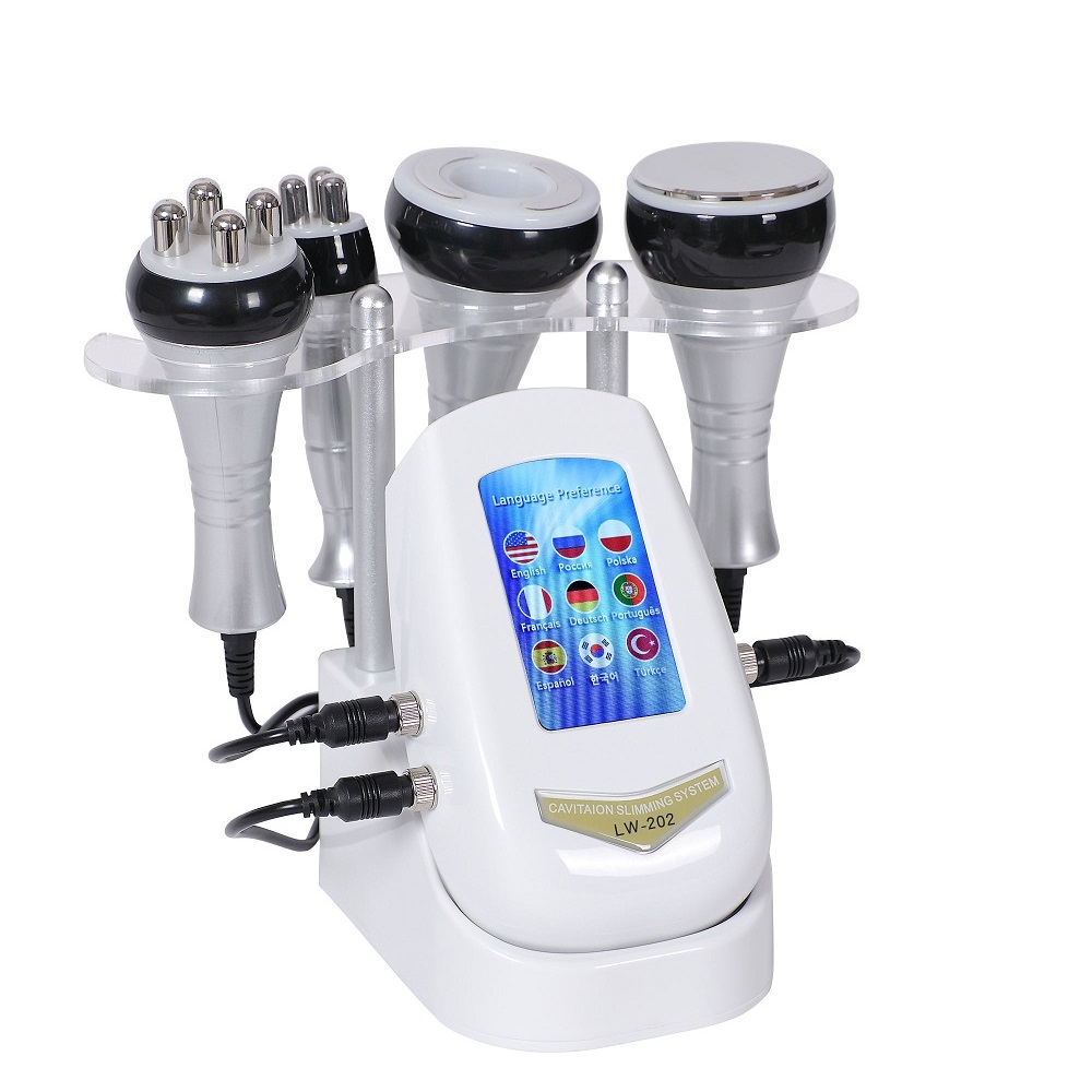 Radio Frequency Skin Tightening Machine 4 in 1 with 40K Cavitation Vacuum Bipolar RF Facial and Body Applicators for Salon Spa Beauty Care