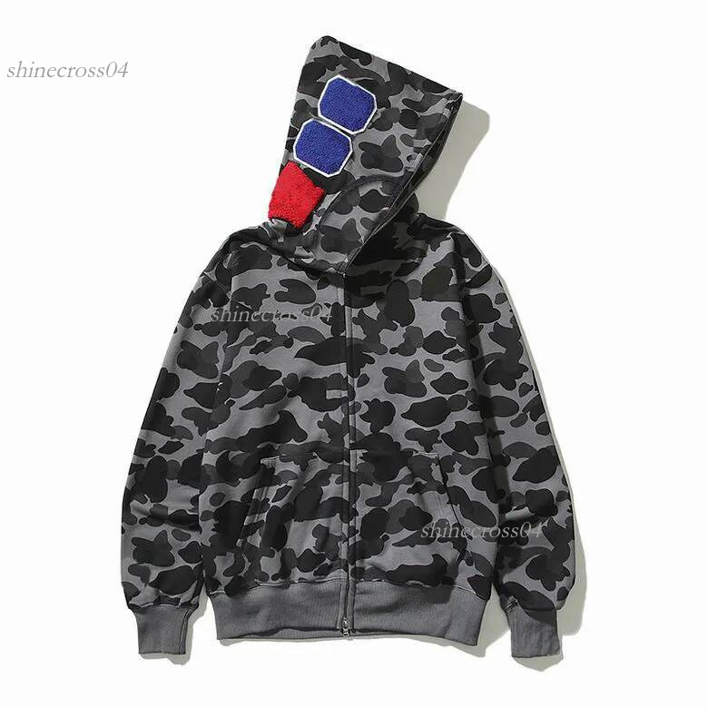 ape hoodie Designer Shark Hoody Classic Full Zip Up Outerwear High Quality Mens Womens Fashion Camouflage Print Single Cap Hoodie Hot Sale bathing A