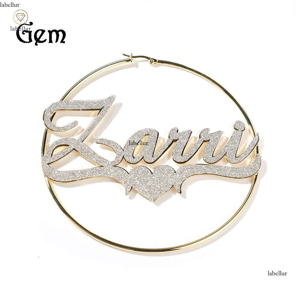 Source Glitter Letter Exaggerated Ins Style Moissanite Jewelry Elegant Circle Hoop Hip Hop Personality Earrings 1
