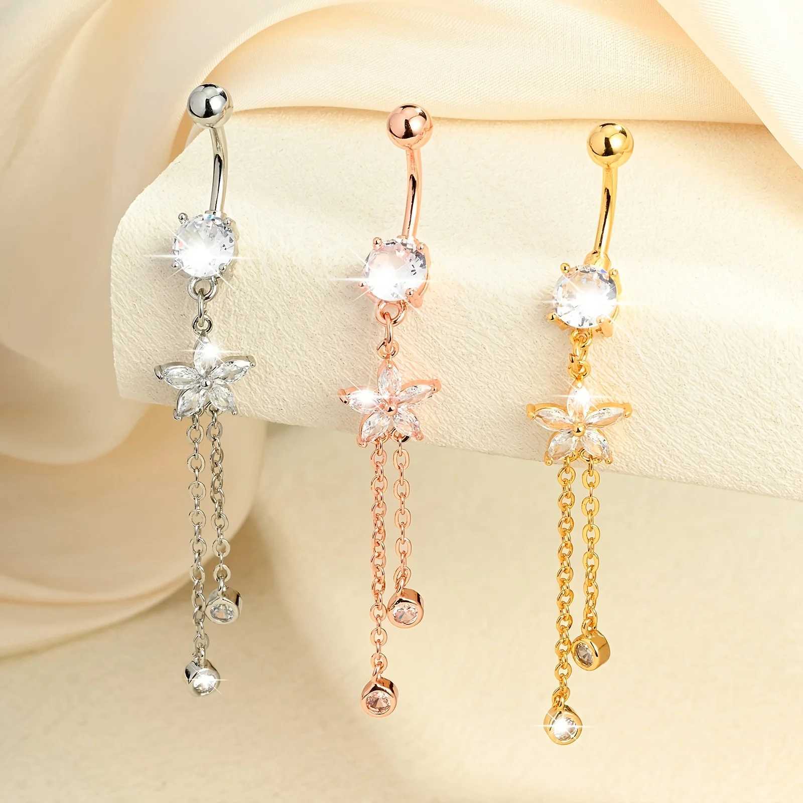 Elegant And Fashionable High-Quty Stainless Steel Navel Nail Five-Pointed Star Double Chain Pendant Style Q261016