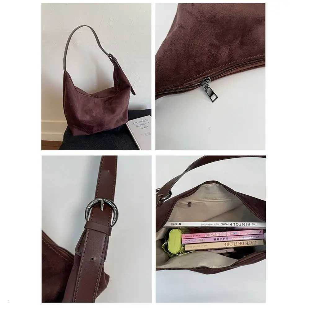 Totes Zipper Suede Matte Hobo Bag Handbag Large Capacity Vintage Crossbody Bag Solid Color Korean Style Female Tote Bag Students X2610161