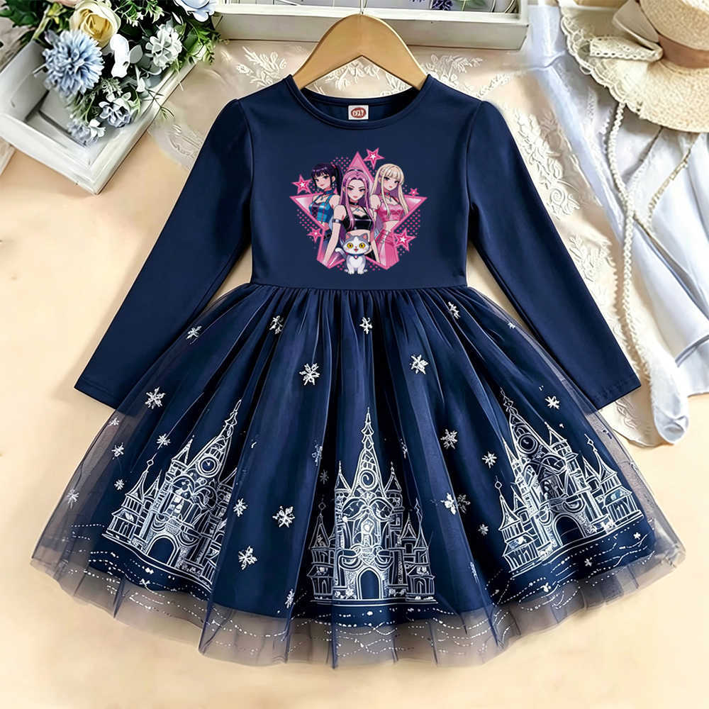Kids New Clothes Spring Autumn Long-sleeved Princess Dress Baby Girls Cute Dress Children Birthday Party Dress Rainbow Cartoon S261016I8ZC