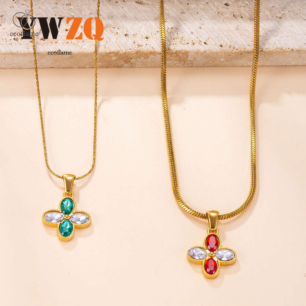 Single Pendant Sterling Silver 14K 18K Gold Cast Diamond-Encrusted Four-Leaf Clover Necklace Sweater Chain Light Luxury High-End Titanium Steel Jewe