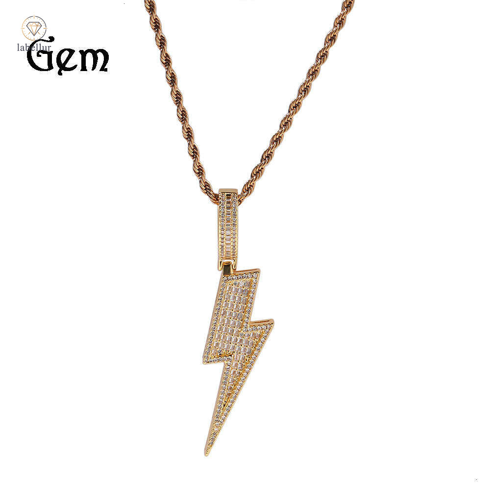 Hip Hop Trendy Cool for Men Long T Square Lightning Fashion Pendant Simple Necklace Niche Design Sweater Chain b