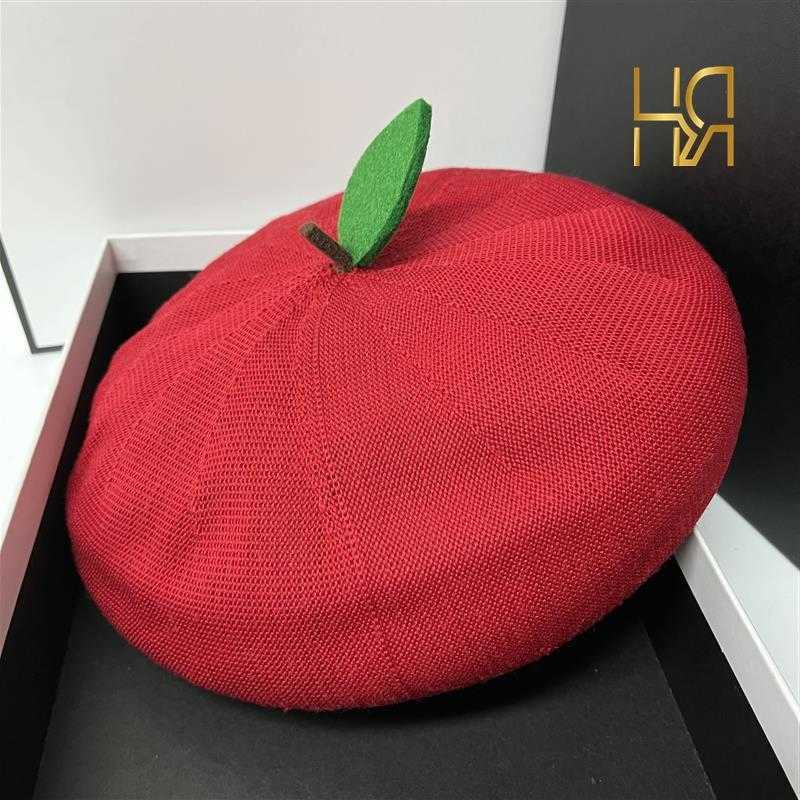 Handmade RH Spring Summer Autumn Ladies Fresh Sweet Breathable Beret Cap Fruit Kawaii Green Leaf Creative Gift Women's Hats S261016O768