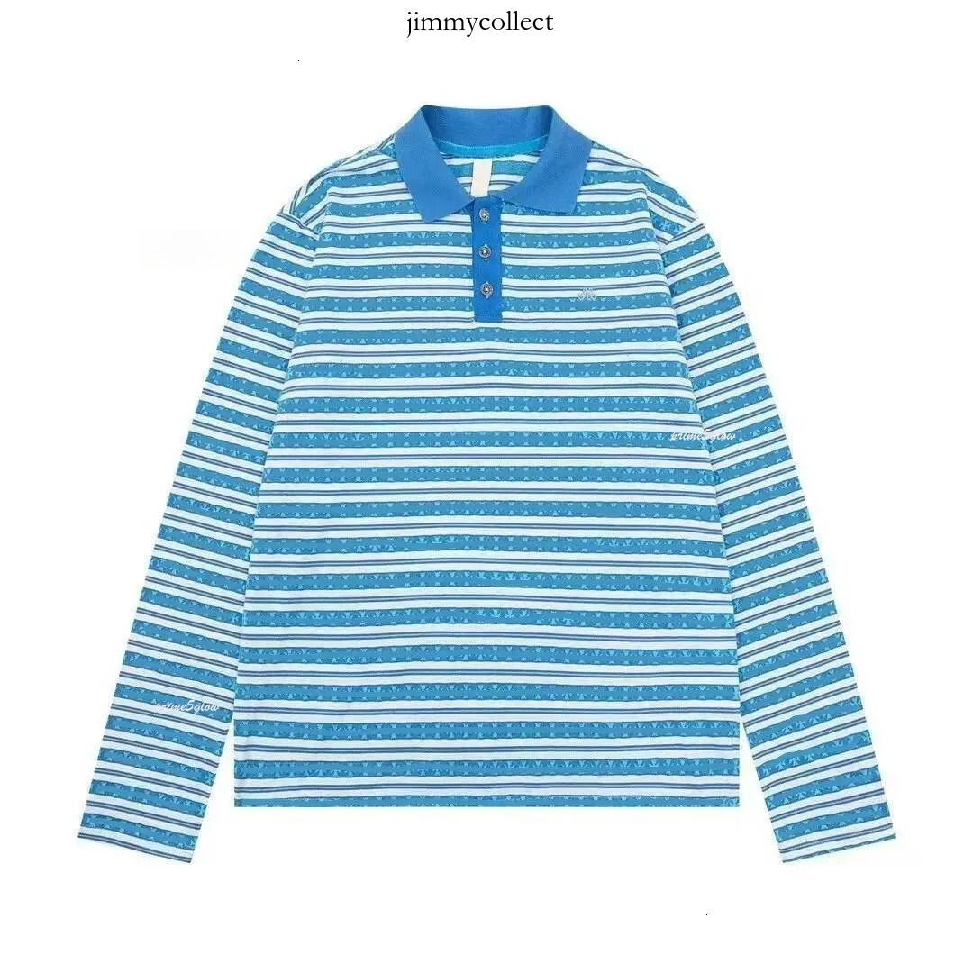 Chrome Loose Long Sleeve Striped T shirt Men Luxury Brand Retro Cross Pattern Lapel Tees Casual Button High Quality chrome hoodie 796