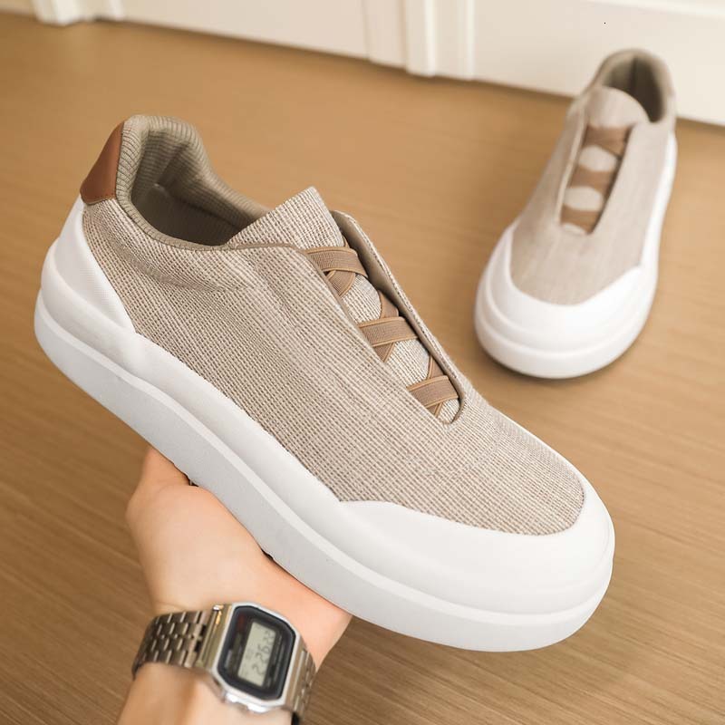 2026 New Low-Top Linen Breathable Canvas Casual Niche Men's Slip-On Shoes X585