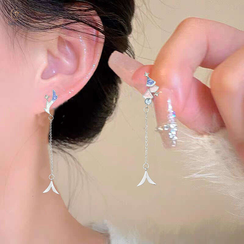 Enamel oil-drip AB style long tassel earrings, new Korean and Japanese niche versatile light luxury high-end design earrings 9