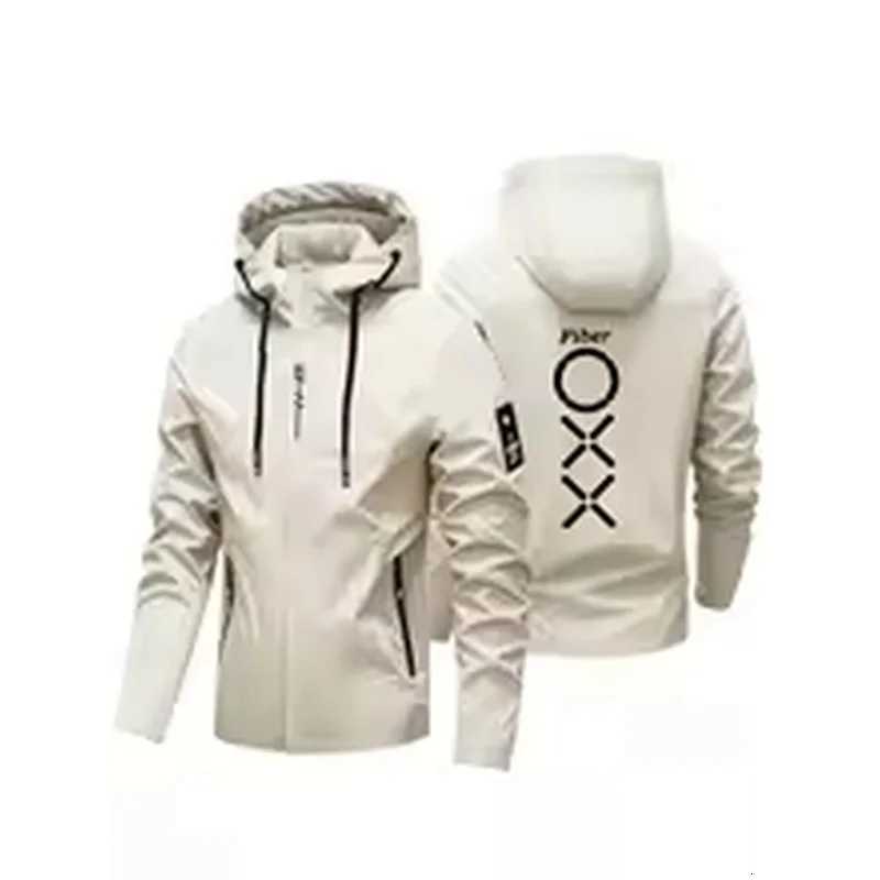 Outdoor Jackets Hoodies Men tter Geometric Print Hooded Windproof Outdoor Casual Zipper Coat Orange Black White Gray Blue Spring Autumn SportsT26101