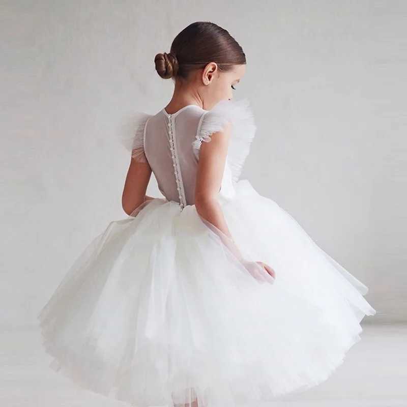 New 2026 Summer Girls Dress Elegant Fashion Little Princess Dress Long Tulle Kids Lace Wedding Ceremony Dresses For 2-10 Years S26101645R7